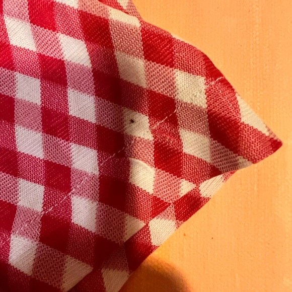 Vintage 60s 70s gingham red white mod dolly skater dress big collar clowncore - Picture 4 of 5